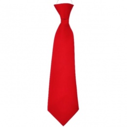 Boys Red Plain Satin Tie on Elastic